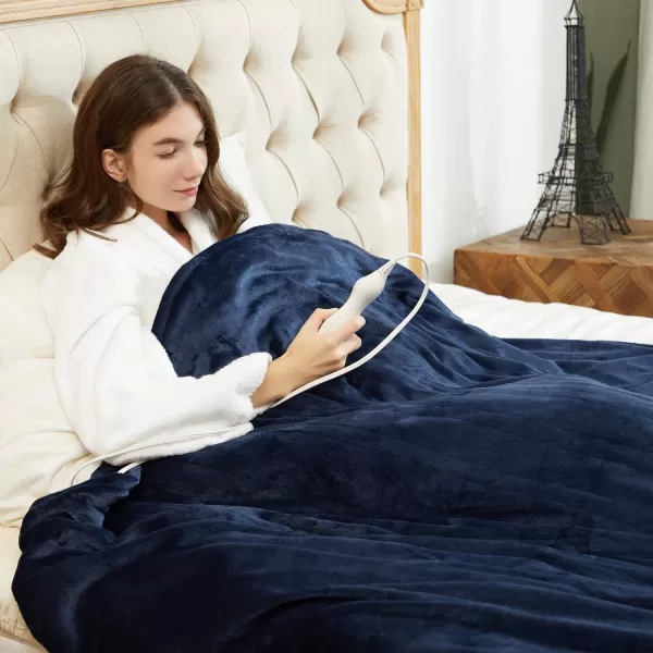 imageTefici Electric Heated Blanket Throw Super Cozy Soft 2Layer Flannel 50quot x 60quot Heated Throw with 3 Heating Levels ampamp 4 Hours Auto Off Machine Washable ETLampampFCC Certified Home Office UseCamelBlue