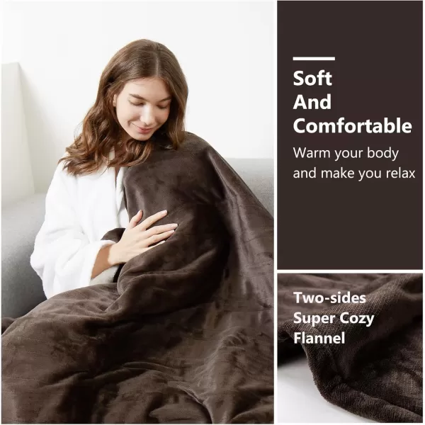 imageTefici Electric Heated Blanket Throw Super Cozy Soft 2Layer Flannel 50quot x 60quot Heated Throw with 3 Heating Levels ampamp 4 Hours Auto Off Machine Washable ETLampampFCC Certified Home Office UseCamelChocolate Brown