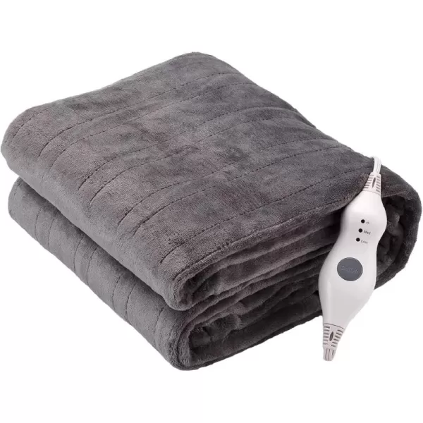 imageTefici Electric Heated Blanket Throw Super Cozy Soft 2Layer Flannel 50quot x 60quot Heated Throw with 3 Heating Levels ampamp 4 Hours Auto Off Machine Washable ETLampampFCC Certified Home Office UseCamelGrey