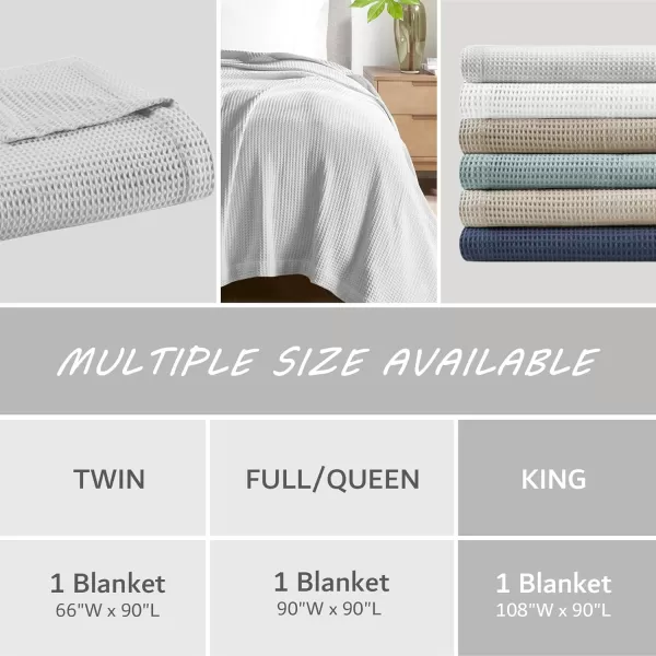 imageBeautyrest 100 Cotton Blanket Trendy Woven Waffle Weave Design All Season Lightweight Breathable Soft and Cozy Casual Summer Cover for Bed Couch and Sofa FullQueen90 in x 90 in WhiteGrey