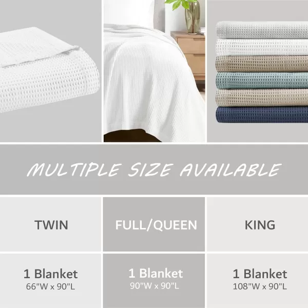 imageBeautyrest 100 Cotton Blanket Trendy Woven Waffle Weave Design All Season Lightweight Breathable Soft and Cozy Casual Summer Cover for Bed Couch and Sofa FullQueen90 in x 90 in WhiteWhite