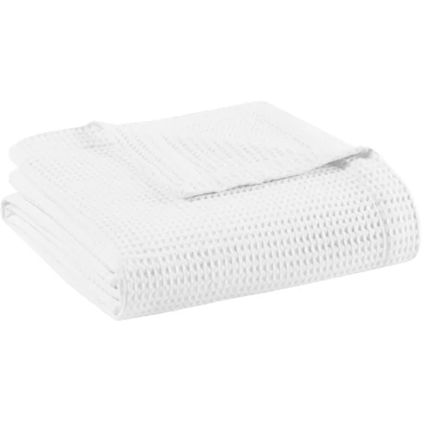 imageBeautyrest 100 Cotton Blanket Trendy Woven Waffle Weave Design All Season Lightweight Breathable Soft and Cozy Casual Summer Cover for Bed Couch and Sofa FullQueen90 in x 90 in WhiteAqua