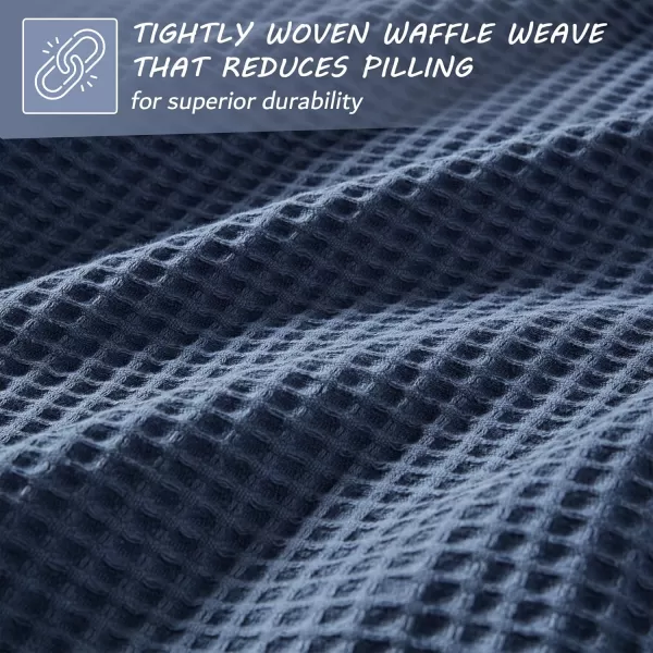 imageBeautyrest 100 Cotton Blanket Trendy Woven Waffle Weave Design All Season Lightweight Breathable Soft and Cozy Casual Summer Cover for Bed Couch and Sofa FullQueen90 in x 90 in WhiteIndigo