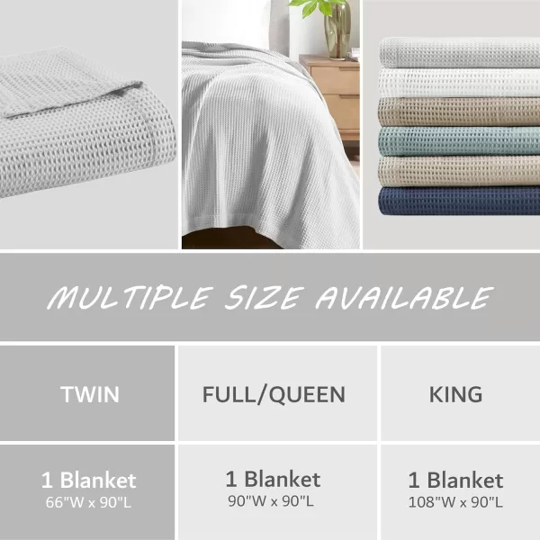 imageBeautyrest 100 Cotton Blanket Trendy Woven Waffle Weave Design All Season Lightweight Breathable Soft and Cozy Casual Summer Cover for Bed Couch and Sofa FullQueen90 in x 90 in WhiteGrey