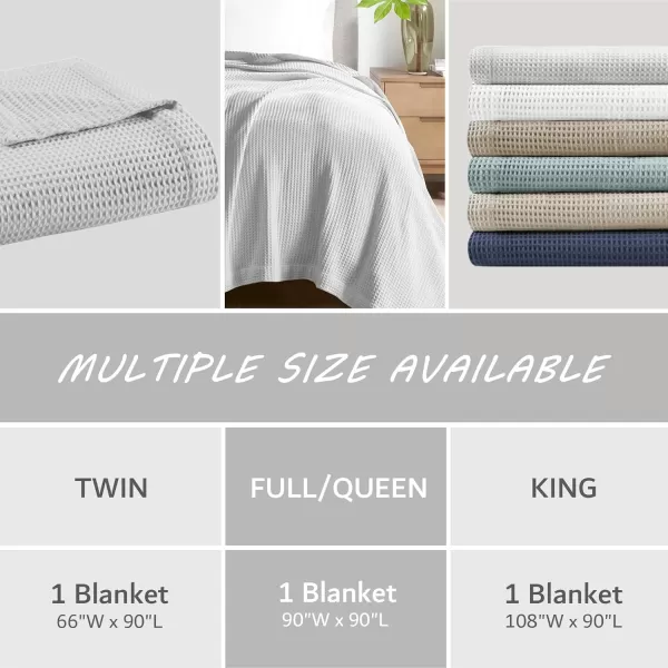 imageBeautyrest 100 Cotton Blanket Trendy Woven Waffle Weave Design All Season Lightweight Breathable Soft and Cozy Casual Summer Cover for Bed Couch and Sofa FullQueen90 in x 90 in WhiteGrey