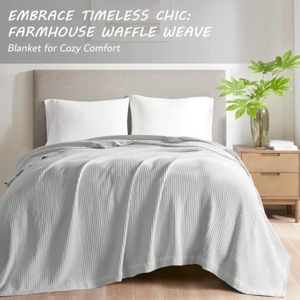 imageBeautyrest 100 Cotton Blanket Trendy Woven Waffle Weave Design All Season Lightweight Breathable Soft and Cozy Casual Summer Cover for Bed Couch and Sofa FullQueen90 in x 90 in WhiteGrey