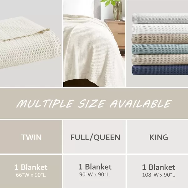 imageBeautyrest 100 Cotton Blanket Trendy Woven Waffle Weave Design All Season Lightweight Breathable Soft and Cozy Casual Summer Cover for Bed Couch and Sofa FullQueen90 in x 90 in WhiteIvory