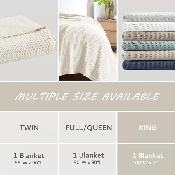 imageBeautyrest 100 Cotton Blanket Trendy Woven Waffle Weave Design All Season Lightweight Breathable Soft and Cozy Casual Summer Cover for Bed Couch and Sofa FullQueen90 in x 90 in WhiteIvory
