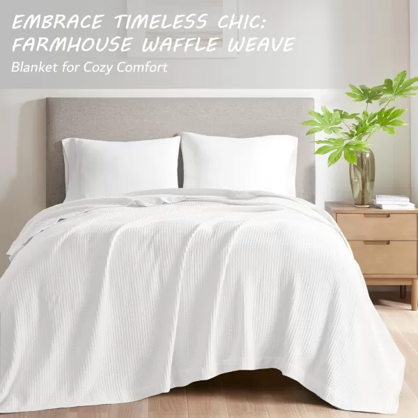 imageBeautyrest 100 Cotton Blanket Trendy Woven Waffle Weave Design All Season Lightweight Breathable Soft and Cozy Casual Summer Cover for Bed Couch and Sofa FullQueen90 in x 90 in WhiteWhite