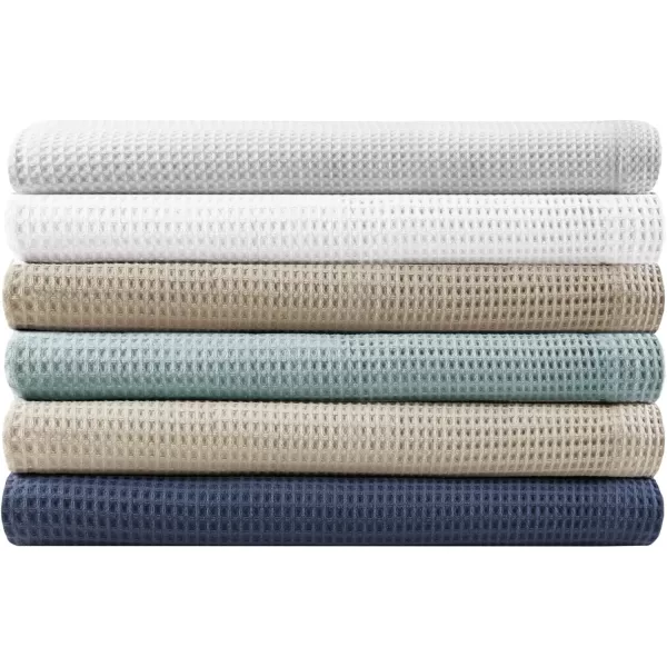 imageBeautyrest 100 Cotton Blanket Trendy Woven Waffle Weave Design All Season Lightweight Breathable Soft and Cozy Casual Summer Cover for Bed Couch and Sofa FullQueen90 in x 90 in WhiteIndigo