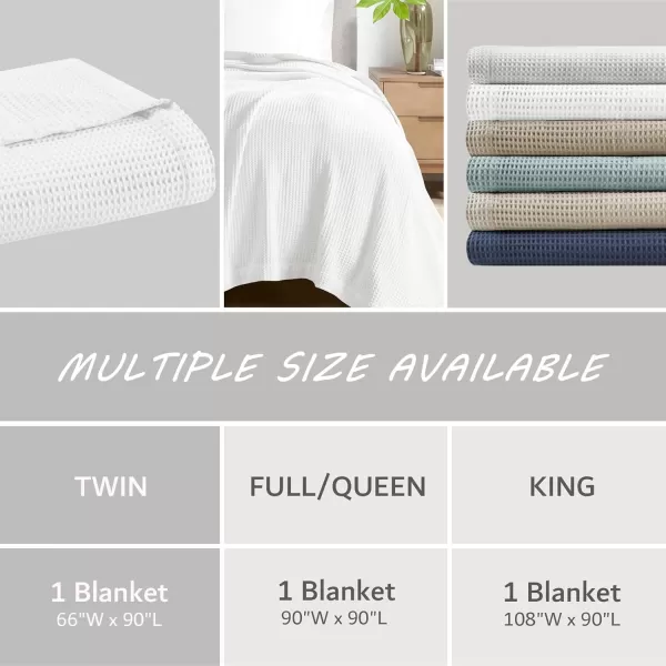 imageBeautyrest 100 Cotton Blanket Trendy Woven Waffle Weave Design All Season Lightweight Breathable Soft and Cozy Casual Summer Cover for Bed Couch and Sofa FullQueen90 in x 90 in WhiteWhite