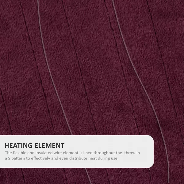 imageBeautyrest Brushed Long Fur Electric Throw Blanket Ogee Pattern Warm and Soft Heated Wrap with Auto Shutoff 50 in x 60 in GreyBurgundy