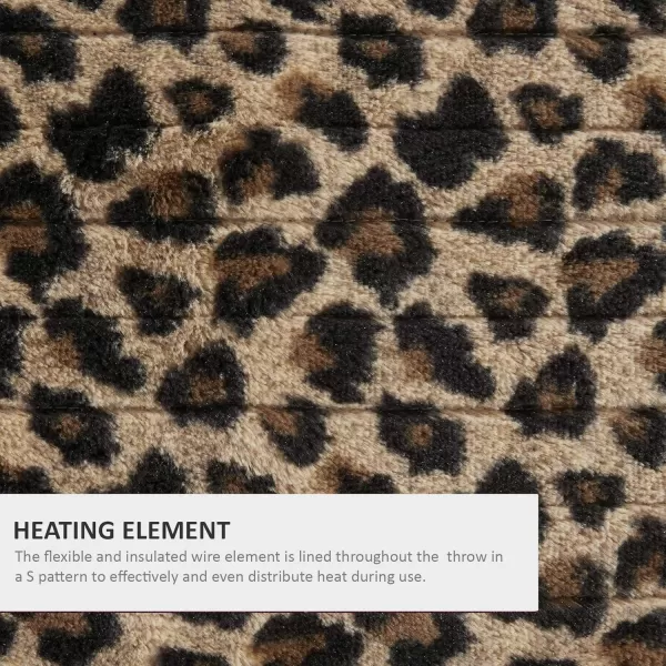 imageBeautyrest Brushed Long Fur Electric Throw Blanket Ogee Pattern Warm and Soft Heated Wrap with Auto Shutoff 50 in x 60 in GreyLeopard