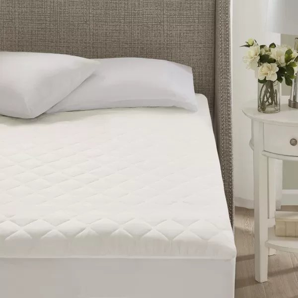 imageBeautyrest Cotton Heated Mattress Pad  Bed Warmer with 20 Heat Settings Controller Auto Shut Off Timer All Around Elastic Deep Pocket UL Certified Machine Washable White KingQueen