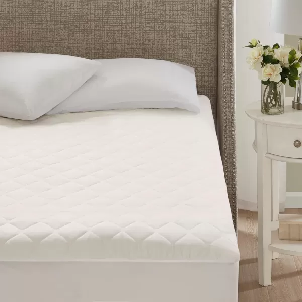 imageBeautyrest Cotton Heated Mattress Pad  Bed Warmer with 20 Heat Settings Controller Auto Shut Off Timer All Around Elastic Deep Pocket UL Certified Machine Washable White KingTwin