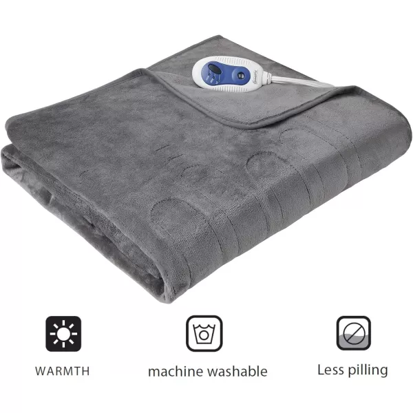 imageBeautyrest Foot Pocket Soft Microlight Plush Electric Blanket Heated Throw Wrap with Auto Shutoff 50 x 62 in IvoryGrey