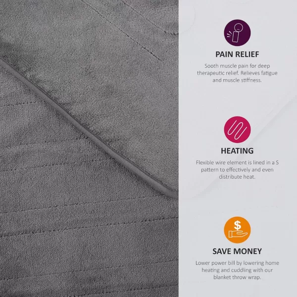 imageBeautyrest Foot Pocket Soft Microlight Plush Electric Blanket Heated Throw Wrap with Auto Shutoff 50 x 62 in IvoryGrey