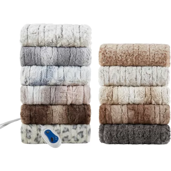 imageBeautyrest Zuri Reversible Faux Fur to MinkElectric Wrap Poncho Blanket Shawl Wearable Auto Shut Off Virtually Zero EMF Multi Heat Setting UL Certified Machine Washable Tan 50x64Sand