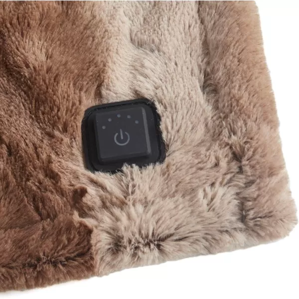 imageBeautyrest Zuri Reversible Faux Fur to MinkElectric Wrap Poncho Blanket Shawl Wearable Auto Shut Off Virtually Zero EMF Multi Heat Setting UL Certified Machine Washable Tan 50x64Tan