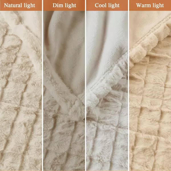 imageBeautyrest Zuri Reversible Faux Fur to MinkElectric Wrap Poncho Blanket Shawl Wearable Auto Shut Off Virtually Zero EMF Multi Heat Setting UL Certified Machine Washable Tan 50x64Ivory Texture