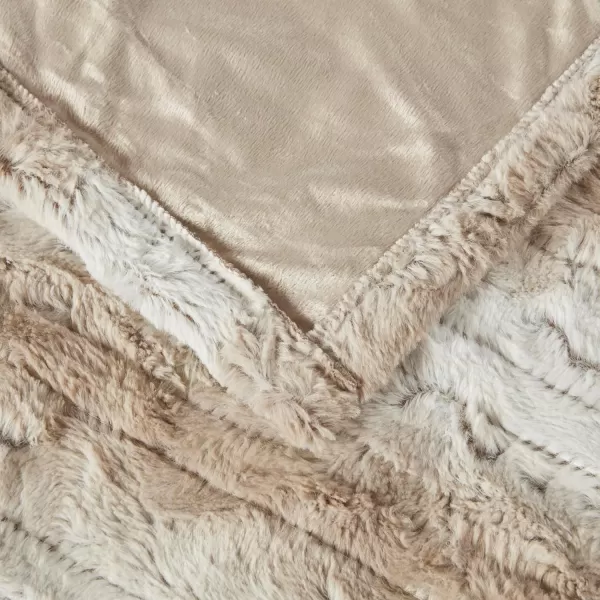 imageBeautyrest Zuri Reversible Faux Fur to MinkElectric Wrap Poncho Blanket Shawl Wearable Auto Shut Off Virtually Zero EMF Multi Heat Setting UL Certified Machine Washable Tan 50x64Sand