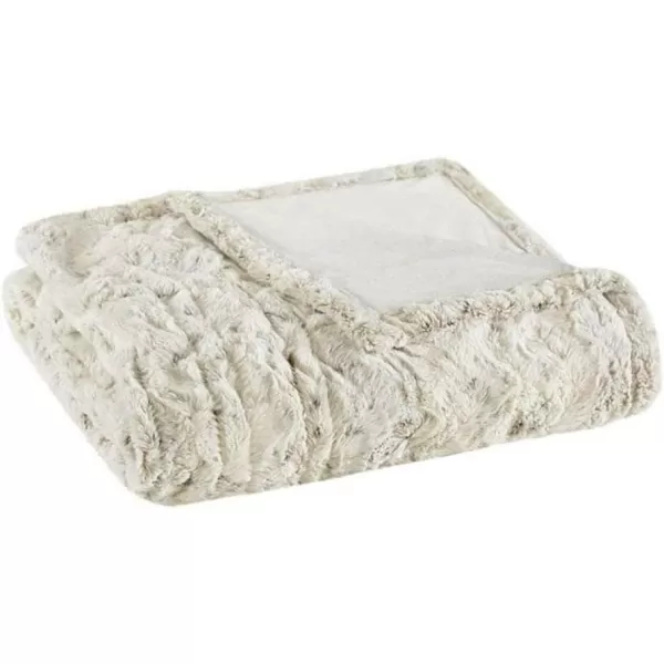 imageBeautyrest Zuri Reversible Faux Fur to MinkElectric Wrap Poncho Blanket Shawl Wearable Auto Shut Off Virtually Zero EMF Multi Heat Setting UL Certified Machine Washable Tan 50x64Snow Leopard