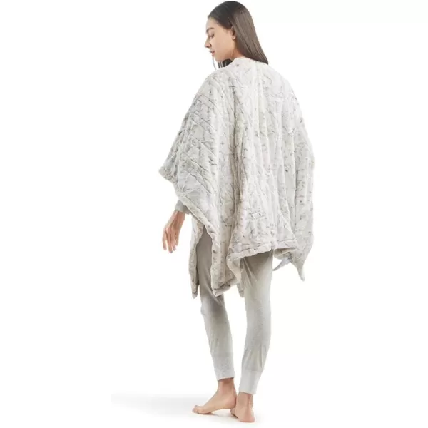 imageBeautyrest Zuri Reversible Faux Fur to MinkElectric Wrap Poncho Blanket Shawl Wearable Auto Shut Off Virtually Zero EMF Multi Heat Setting UL Certified Machine Washable Tan 50x64Snow Leopard