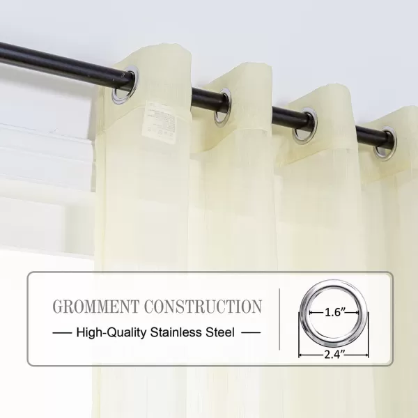 imageFY FIBER HOUSE Cream Beige Voile Sheer Curtains 95 inches Long Grommet for Bedroom Living Room 52Wx95L Inch Set of 2 PanelsCreamcolored Grommet