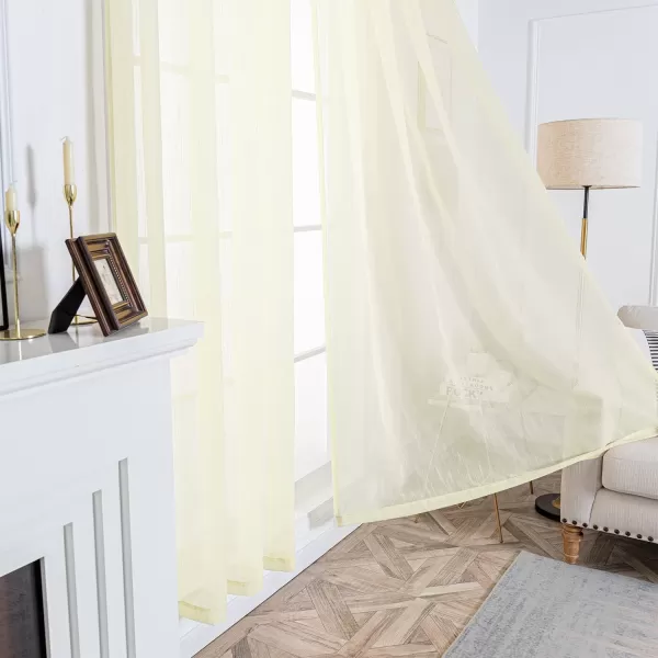 imageFY FIBER HOUSE Cream Beige Voile Sheer Curtains 95 inches Long Grommet for Bedroom Living Room 52Wx95L Inch Set of 2 PanelsCreamcolored Grommet