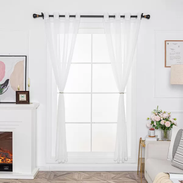 imageFY FIBER HOUSE Cream Beige Voile Sheer Curtains 95 inches Long Grommet for Bedroom Living Room 52Wx95L Inch Set of 2 PanelsWhite Grommet