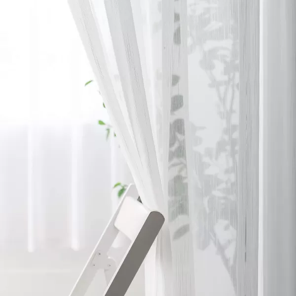 imageFY FIBER HOUSE Cream Beige Voile Sheer Curtains 95 inches Long Grommet for Bedroom Living Room 52Wx95L Inch Set of 2 PanelsWhite Grommet