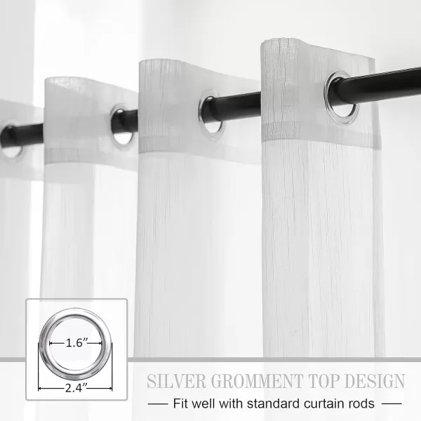 imageFY FIBER HOUSE Cream Beige Voile Sheer Curtains 95 inches Long Grommet for Bedroom Living Room 52Wx95L Inch Set of 2 PanelsWhite Grommet