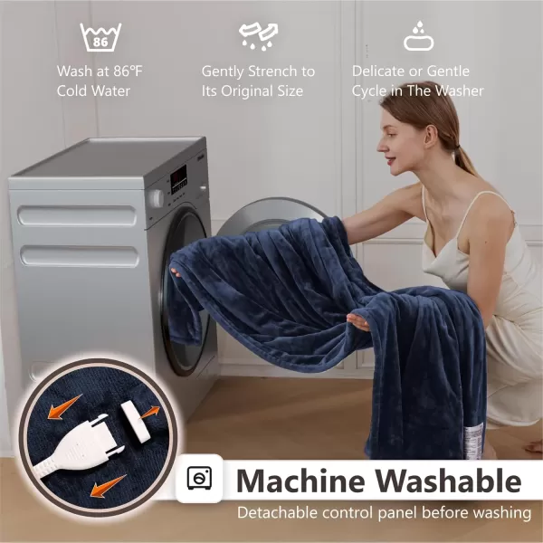 imageWapaneus Heated Blanket Electric Blanket 72quot x 84quot Full Size with 10 Heating Levels and 12 Hours time Settings Flannel FastHeating Electric Blanket ETL Listed Machine Washable BlackBlue