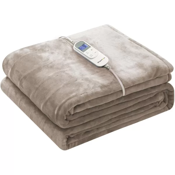 imageWapaneus Heated Blanket Electric Blanket 72quot x 84quot Full Size with 10 Heating Levels and 12 Hours time Settings Flannel FastHeating Electric Blanket ETL Listed Machine Washable BlackMushroom
