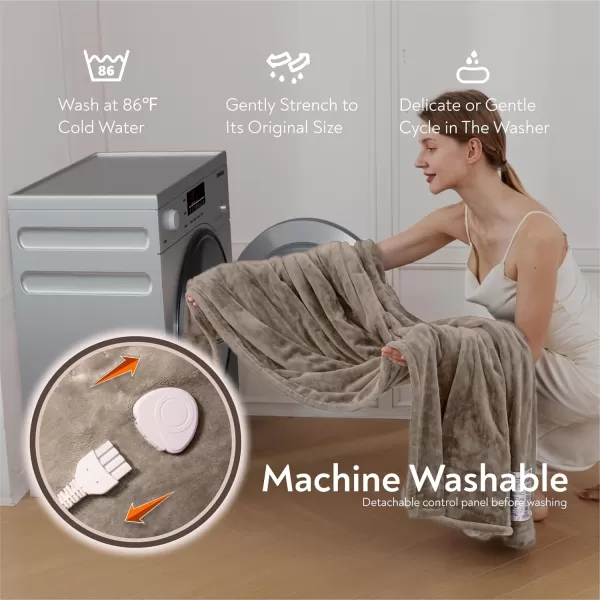 imageWapaneus Heated Blanket Electric Blanket 72quot x 84quot Full Size with 10 Heating Levels and 12 Hours time Settings Flannel FastHeating Electric Blanket ETL Listed Machine Washable BlackMushroom