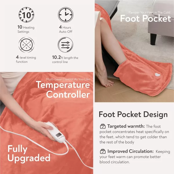 imageWapaneus Heated Blanket Electric Blanket 72quot x 84quot Full Size with 10 Heating Levels and 12 Hours time Settings Flannel FastHeating Electric Blanket ETL Listed Machine Washable BlackPink