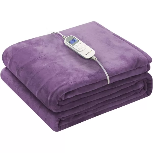 imageWapaneus Heated Blanket Electric Blanket 72quot x 84quot Full Size with 10 Heating Levels and 12 Hours time Settings Flannel FastHeating Electric Blanket ETL Listed Machine Washable BlackPurple