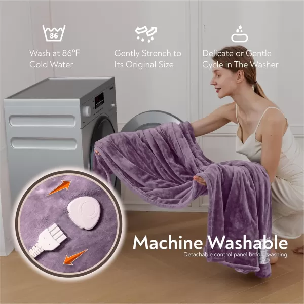 imageWapaneus Heated Blanket Electric Blanket 72quot x 84quot Full Size with 10 Heating Levels and 12 Hours time Settings Flannel FastHeating Electric Blanket ETL Listed Machine Washable BlackPurple
