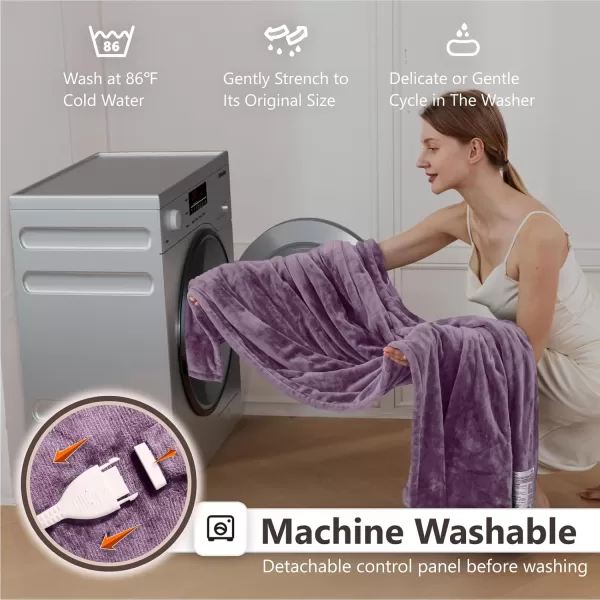 imageWapaneus Heated Blanket Electric Blanket 72quot x 84quot Full Size with 10 Heating Levels and 12 Hours time Settings Flannel FastHeating Electric Blanket ETL Listed Machine Washable BlackPurple