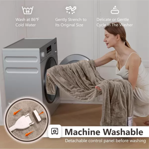 imageWapaneus Heated Blanket Electric Blanket 72quot x 84quot Full Size with 10 Heating Levels and 12 Hours time Settings Flannel FastHeating Electric Blanket ETL Listed Machine Washable BlackMushroom