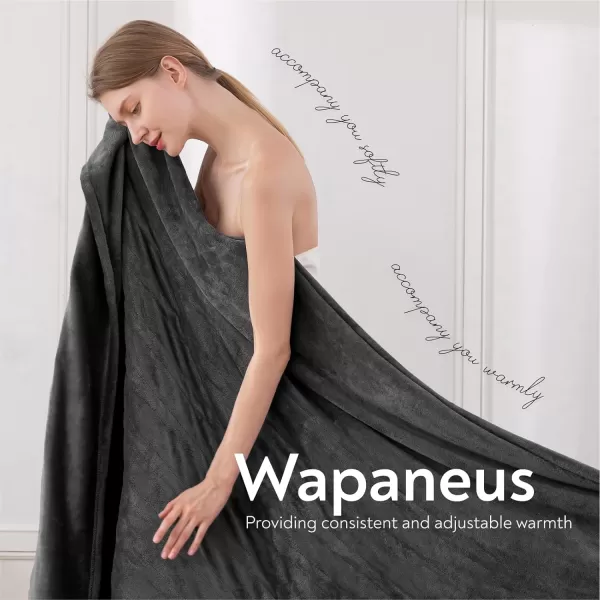 imageWapaneus Heated Blanket Electric Blanket 72quot x 84quot Full Size with 10 Heating Levels and 12 Hours time Settings Flannel FastHeating Electric Blanket ETL Listed Machine Washable BlackDark Grey