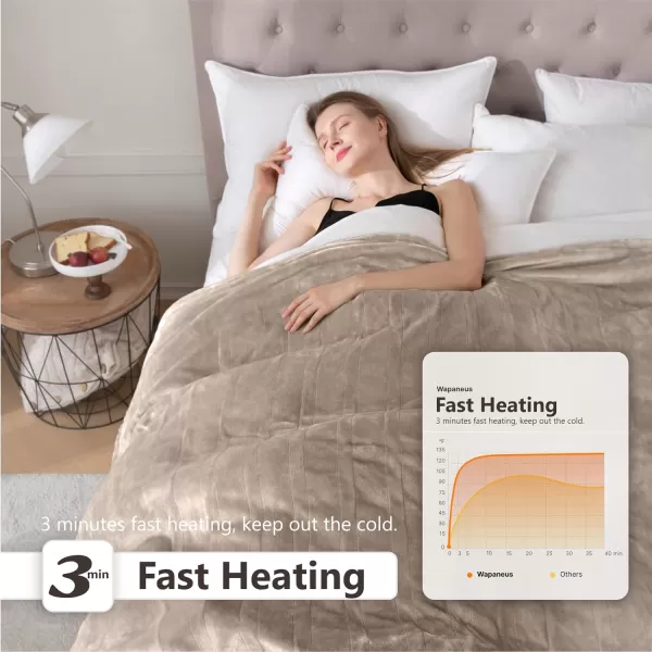 imageWapaneus Heated Blanket Electric Blanket 72quot x 84quot Full Size with 10 Heating Levels and 12 Hours time Settings Flannel FastHeating Electric Blanket ETL Listed Machine Washable BlackMushroom