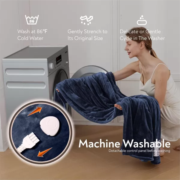 imageWapaneus Heated Blanket Electric Blanket 72quot x 84quot Full Size with 10 Heating Levels and 12 Hours time Settings Flannel FastHeating Electric Blanket ETL Listed Machine Washable BlackBlue