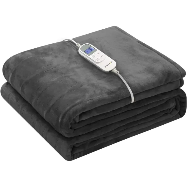 imageWapaneus Heated Blanket Electric Blanket 72quot x 84quot Full Size with 10 Heating Levels and 12 Hours time Settings Flannel FastHeating Electric Blanket ETL Listed Machine Washable BlackDark Grey