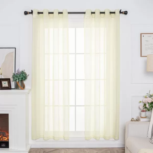 imageFY FIBER HOUSE Cream Beige Voile Sheer Curtains 95 inches Long Grommet for Bedroom Living Room 52Wx95L Inch Set of 2 PanelsCreamcolored Grommet