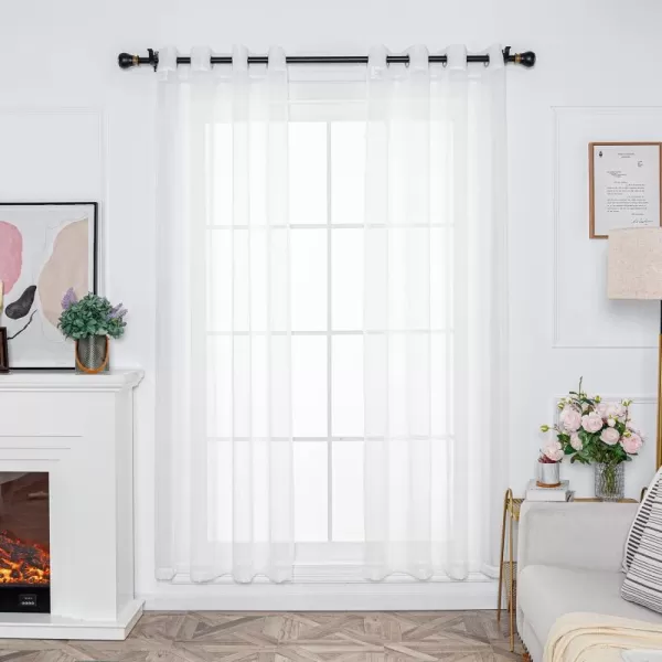 imageFY FIBER HOUSE Cream Beige Voile Sheer Curtains 95 inches Long Grommet for Bedroom Living Room 52Wx95L Inch Set of 2 PanelsWhite Grommet