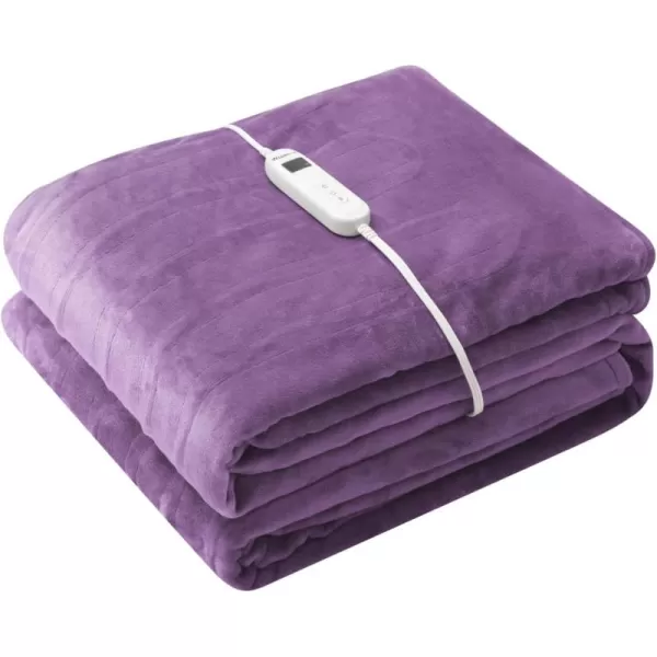 imageWapaneus Heated Blanket Electric Blanket 72quot x 84quot Full Size with 10 Heating Levels and 12 Hours time Settings Flannel FastHeating Electric Blanket ETL Listed Machine Washable BlackPurple