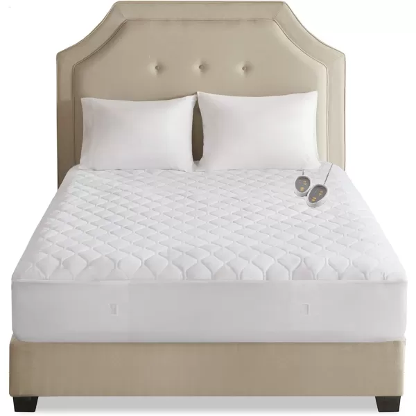 imageBeautyrest 3M Scotchgard Heated Mattress Pad  Electric Bed Warmer with 5 Heat Settings 10 Hr Auto Shut Off Timer All Around Elastic Deep Pocket UL Certified Machine Washable White Twin XLWhite