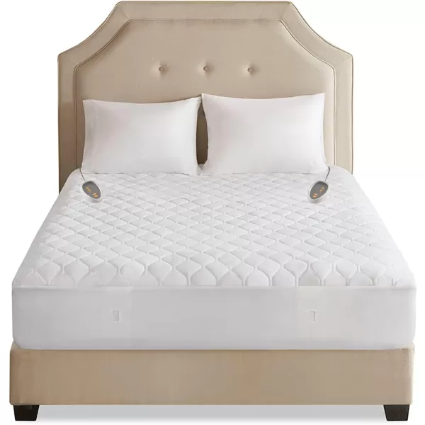 imageBeautyrest 3M Scotchgard Heated Mattress Pad  Electric Bed Warmer with 5 Heat Settings 10 Hr Auto Shut Off Timer All Around Elastic Deep Pocket UL Certified Machine Washable White Twin XLWhite