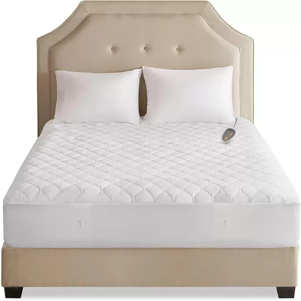 imageBeautyrest 3M Scotchgard Heated Mattress Pad  Electric Bed Warmer with 5 Heat Settings 10 Hr Auto Shut Off Timer All Around Elastic Deep Pocket UL Certified Machine Washable White Twin XLWhite